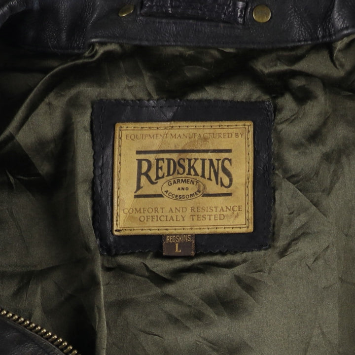 REDSKINS Men's Vintage Leather Flight Jacket, Size L genuine leather black type Vintage Second Hand