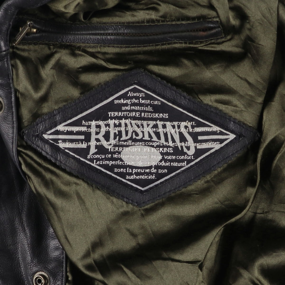 REDSKINS Men's Vintage Leather Flight Jacket, Size L genuine leather black type Vintage Second Hand