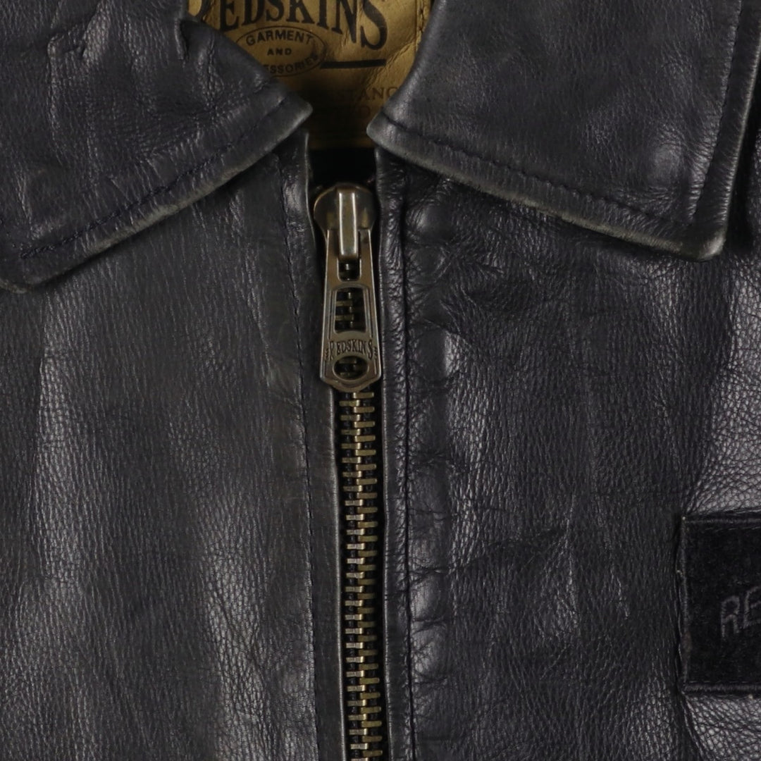 REDSKINS Men's Vintage Leather Flight Jacket, Size L genuine leather black type Vintage Second Hand