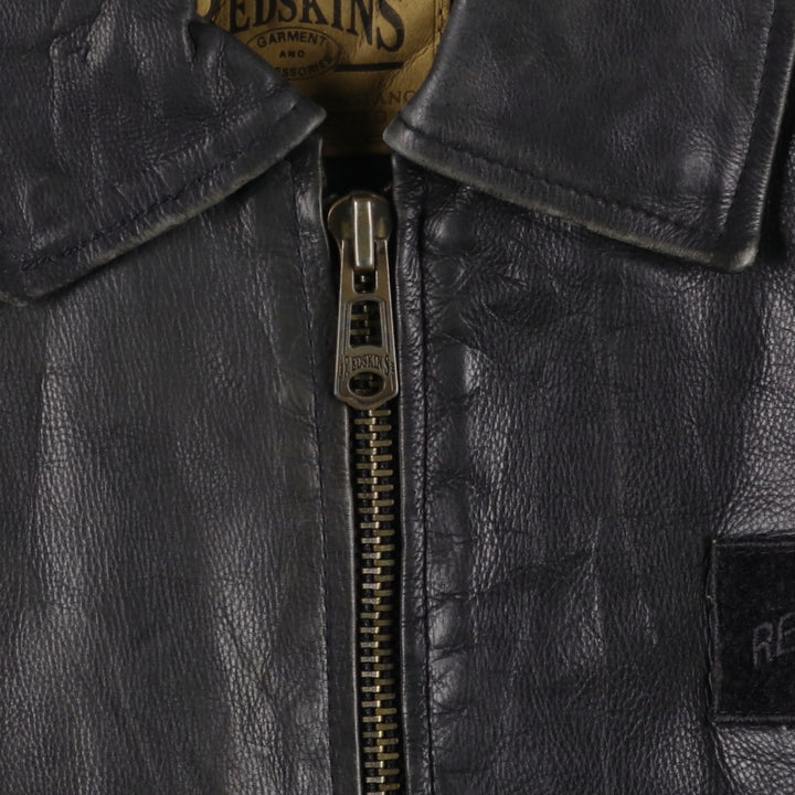 REDSKINS Men's Vintage Leather Flight Jacket, Size L genuine leather black type Vintage Second Hand