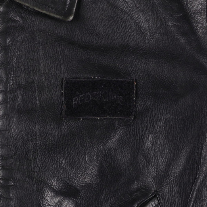 REDSKINS Men's Vintage Leather Flight Jacket, Size L genuine leather black type Vintage Second Hand