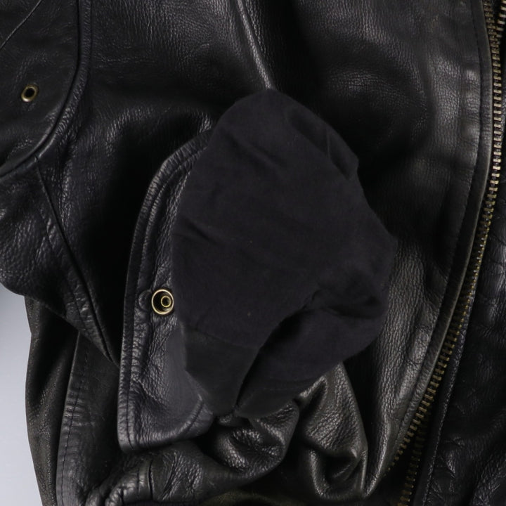 REDSKINS Men's Vintage Leather Flight Jacket, Size L genuine leather black type Vintage Second Hand