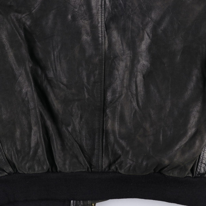 REDSKINS Men's Vintage Leather Flight Jacket, Size L genuine leather black type Vintage Second Hand
