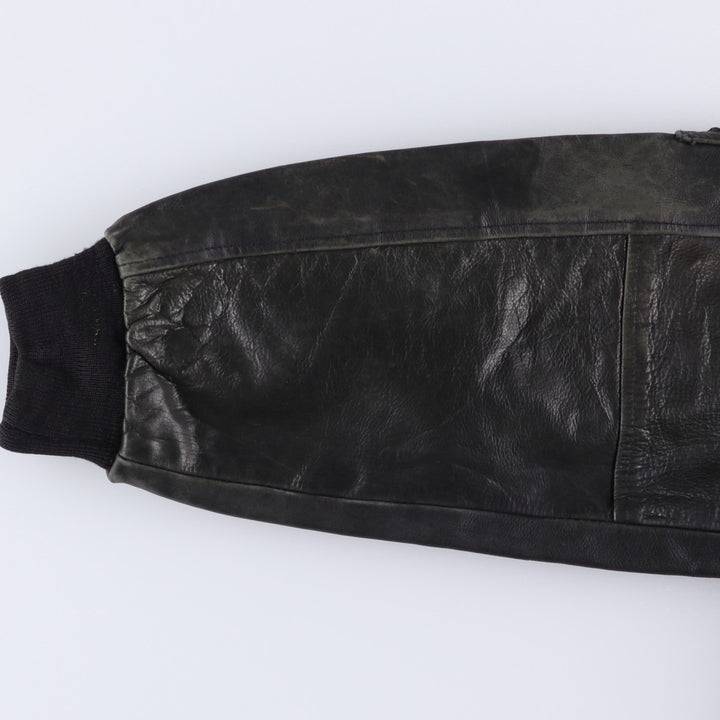 REDSKINS Men's Vintage Leather Flight Jacket, Size L genuine leather black type Vintage Second Hand