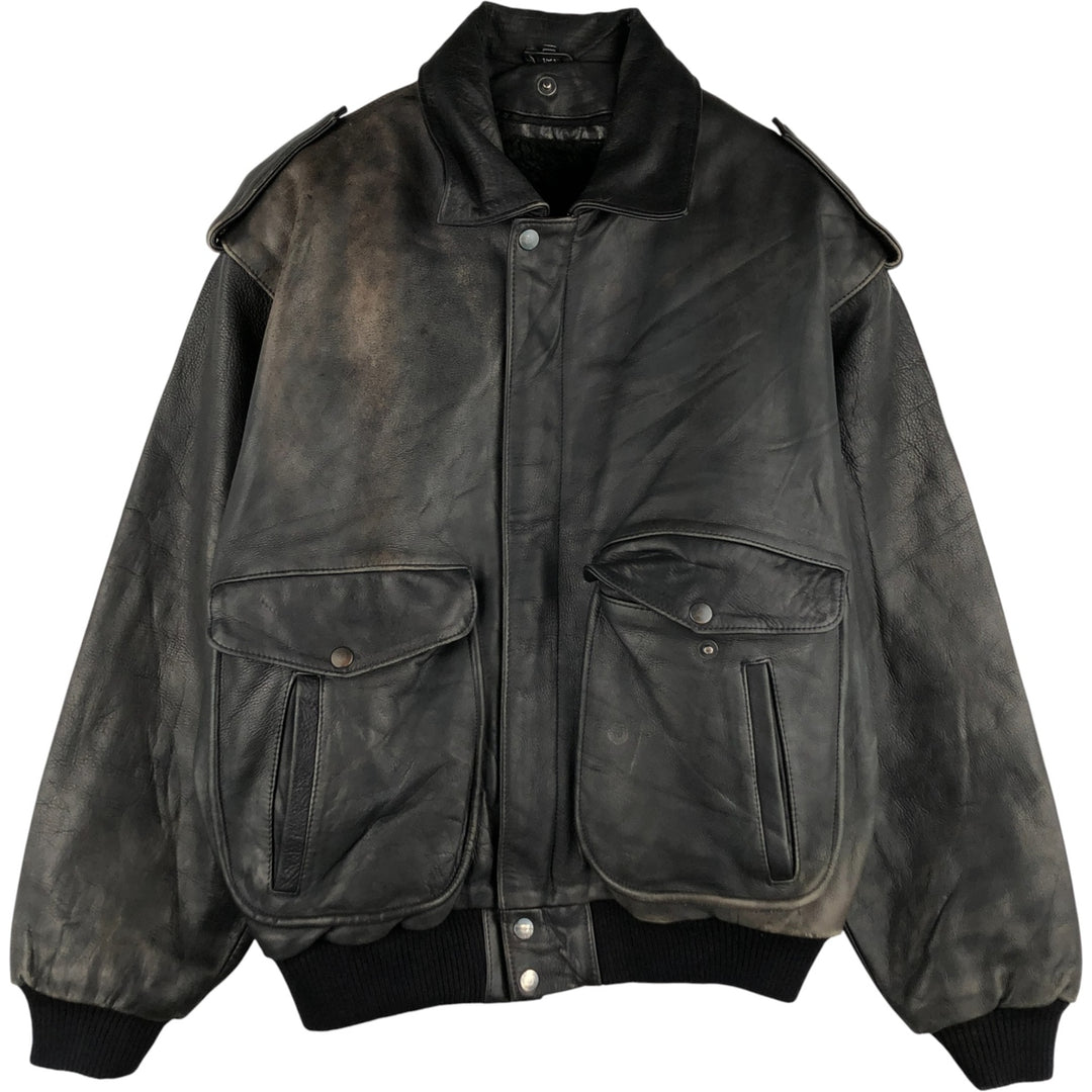 THE PILOT A-2 Leather Flight Jacket, Men's Size Small, Vintage genuine leather black type Vintage Second Hand