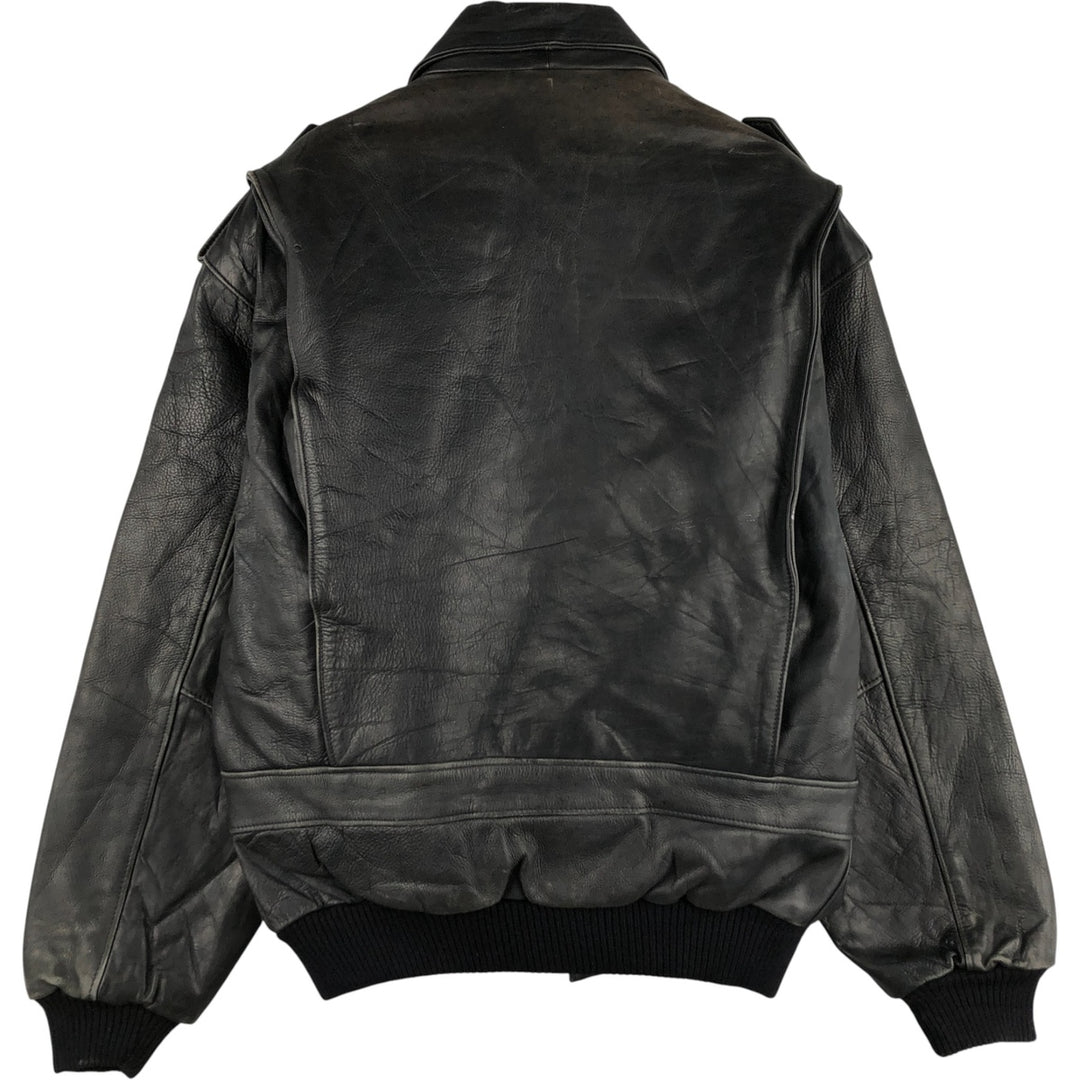 THE PILOT A-2 Leather Flight Jacket, Men's Size Small, Vintage genuine leather black type Vintage Second Hand