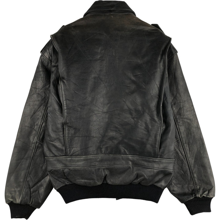 THE PILOT A-2 Leather Flight Jacket, Men's Size Small, Vintage genuine leather black type Vintage Second Hand