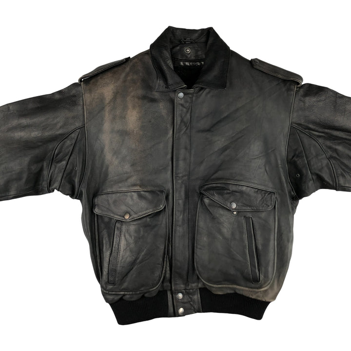 THE PILOT A-2 Leather Flight Jacket, Men's Size Small, Vintage genuine leather black type Vintage Second Hand