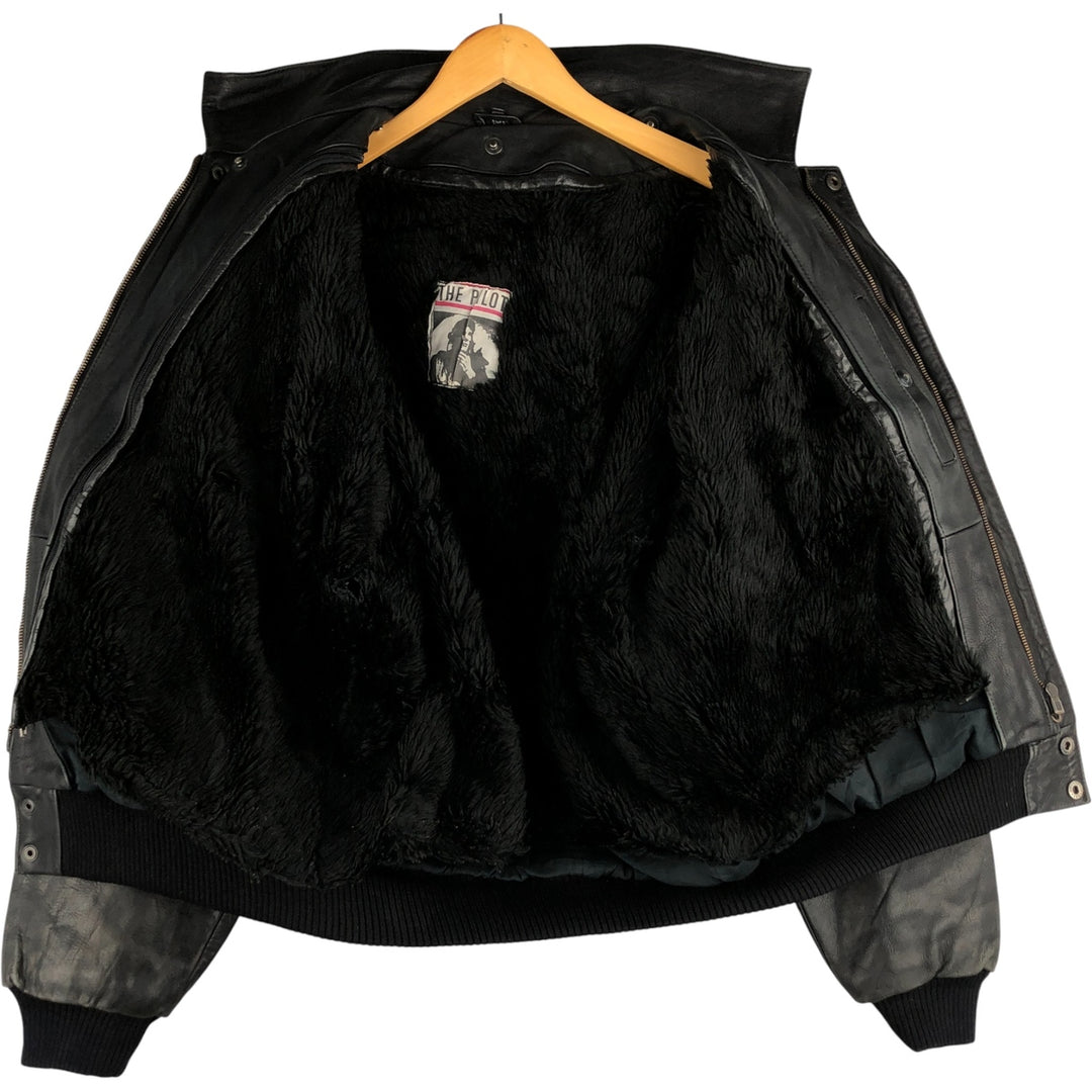 THE PILOT A-2 Leather Flight Jacket, Men's Size Small, Vintage genuine leather black type Vintage Second Hand