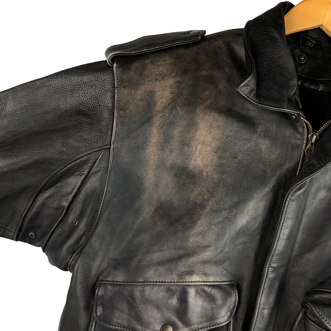 THE PILOT A-2 Leather Flight Jacket, Men's Size Small, Vintage genuine leather black type Vintage Second Hand