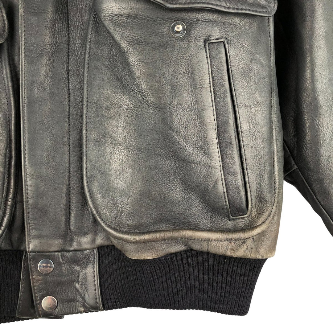 THE PILOT A-2 Leather Flight Jacket, Men's Size Small, Vintage genuine leather black type Vintage Second Hand