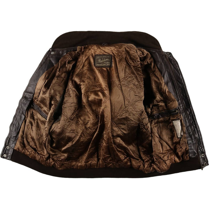 REDSKINS Leather Flight Jacket, Made in France, Men's Size L, Vintage Genuine Leather Cowhide brown type Vintage Second Hand