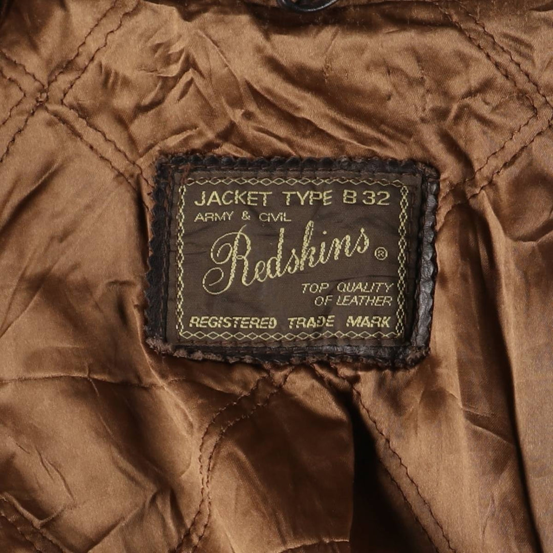 REDSKINS Leather Flight Jacket, Made in France, Men's Size L, Vintage Genuine Leather Cowhide brown type Vintage Second Hand