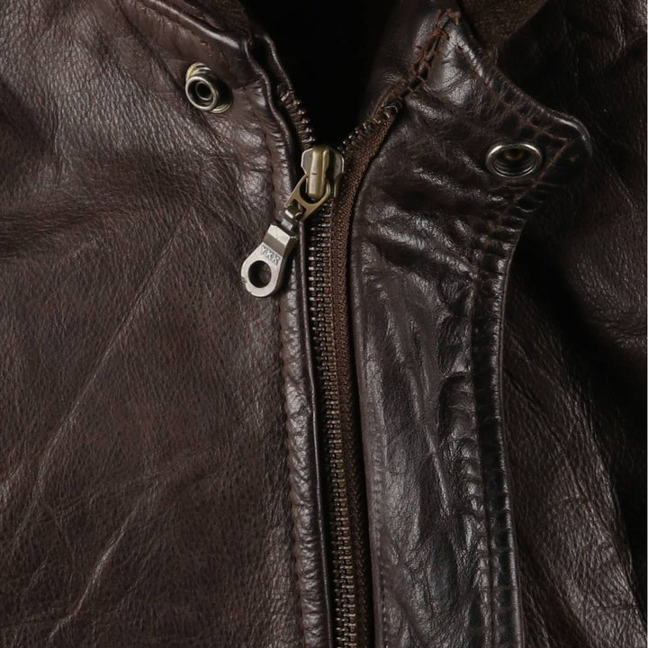 REDSKINS Leather Flight Jacket, Made in France, Men's Size L, Vintage Genuine Leather Cowhide brown type Vintage Second Hand