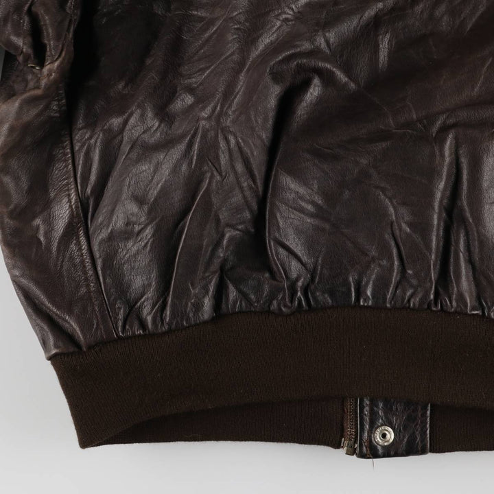 REDSKINS Leather Flight Jacket, Made in France, Men's Size L, Vintage Genuine Leather Cowhide brown type Vintage Second Hand