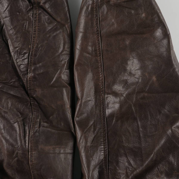 REDSKINS Leather Flight Jacket, Made in France, Men's Size L, Vintage Genuine Leather Cowhide brown type Vintage Second Hand