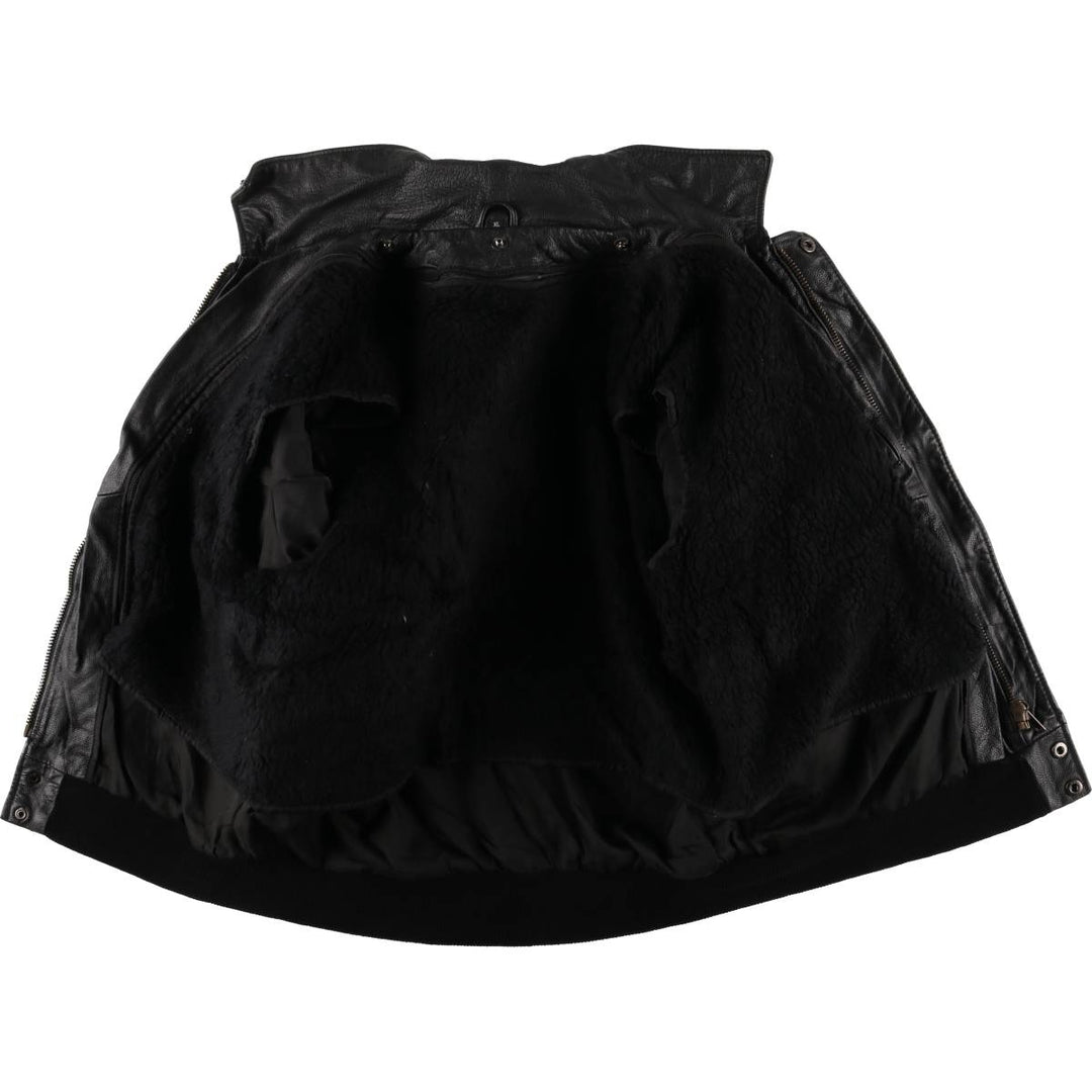 A-2 type leather flight jacket, men's XL size Genuine Leather Cowhide black type Vintage Second Hand