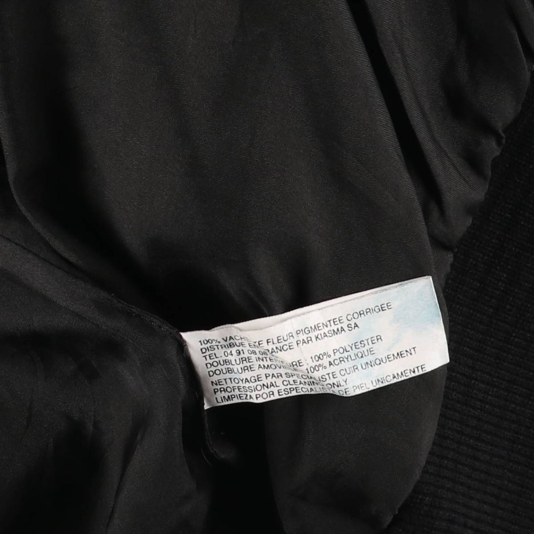 A-2 type leather flight jacket, men's XL size Genuine Leather Cowhide black type Vintage Second Hand