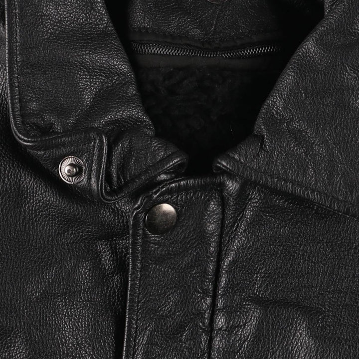 A-2 type leather flight jacket, men's XL size Genuine Leather Cowhide black type Vintage Second Hand