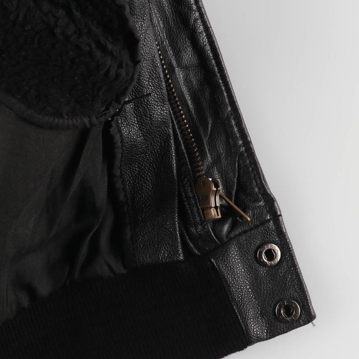 A-2 type leather flight jacket, men's XL size Genuine Leather Cowhide black type Vintage Second Hand