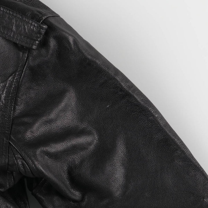 A-2 type leather flight jacket, men's XL size Genuine Leather Cowhide black type Vintage Second Hand