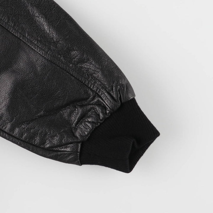 A-2 type leather flight jacket, men's XL size Genuine Leather Cowhide black type Vintage Second Hand