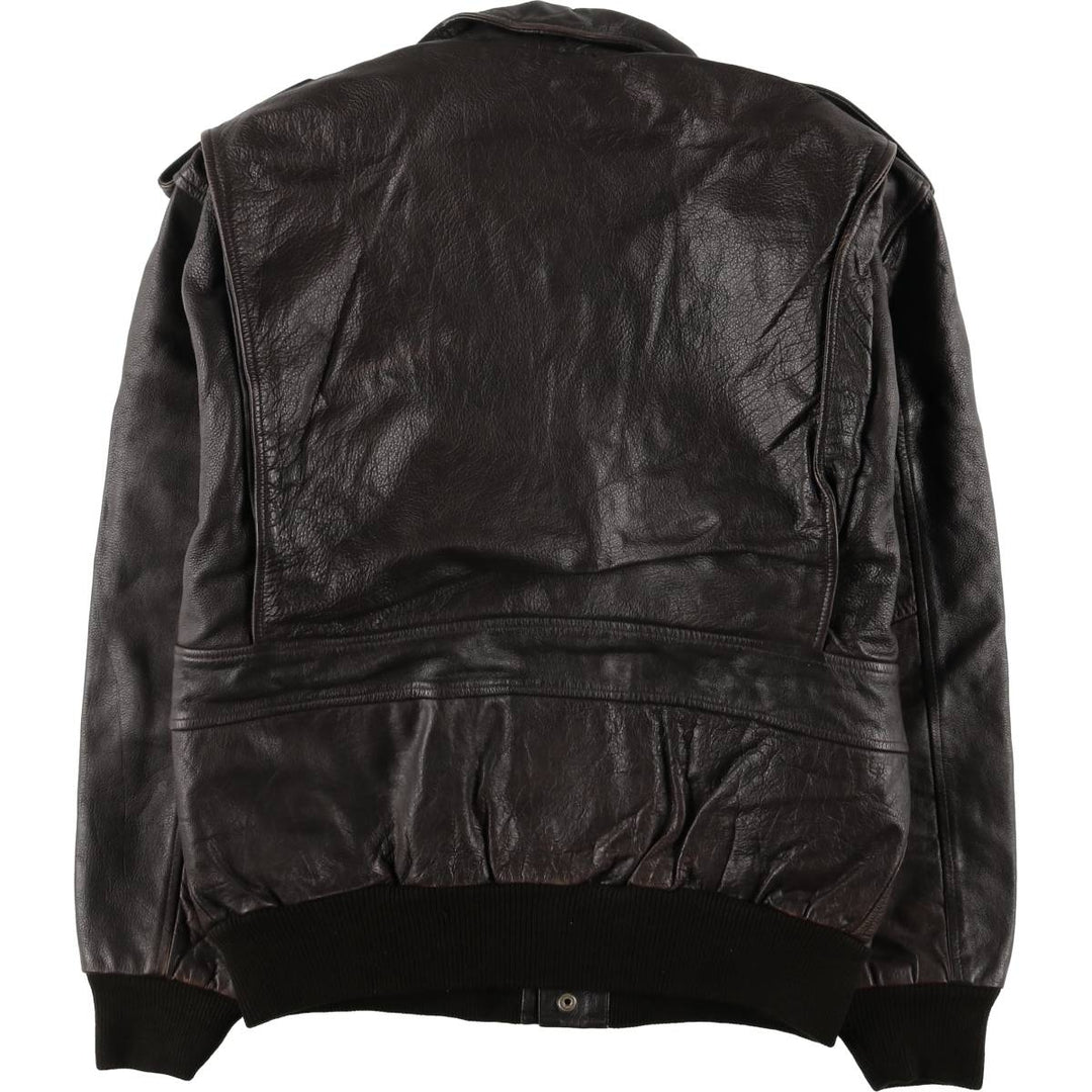 A-2 type padded leather flight jacket, men's size XL Genuine Leather Cowhide brown type Vintage Second Hand