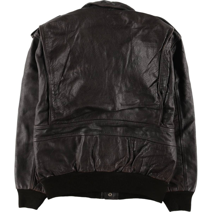 A-2 type padded leather flight jacket, men's size XL Genuine Leather Cowhide brown type Vintage Second Hand