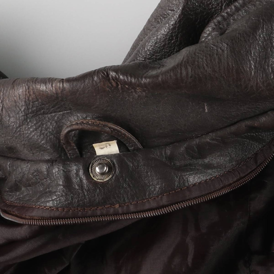 A-2 type padded leather flight jacket, men's size XL Genuine Leather Cowhide brown type Vintage Second Hand