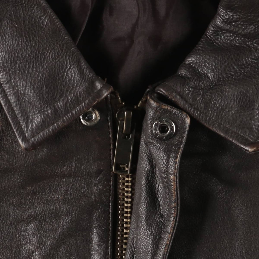 A-2 type padded leather flight jacket, men's size XL Genuine Leather Cowhide brown type Vintage Second Hand