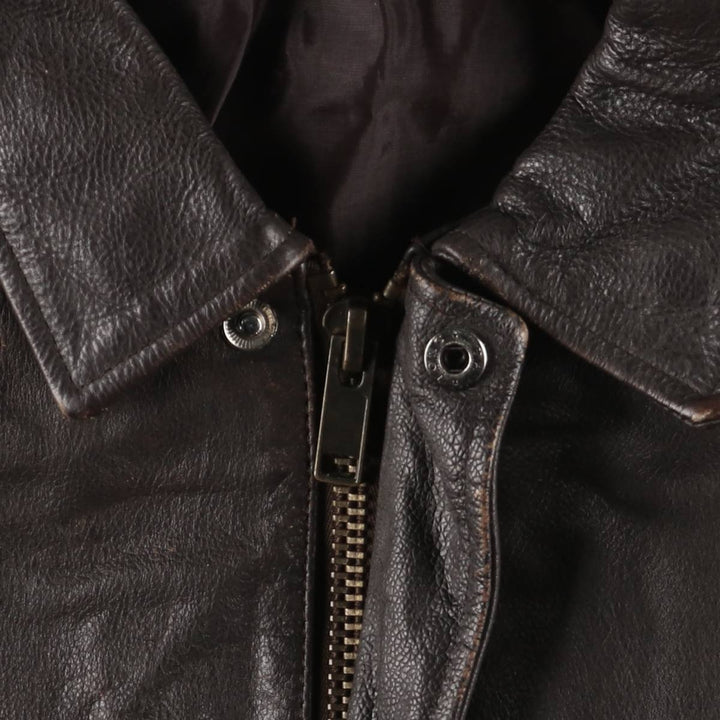 A-2 type padded leather flight jacket, men's size XL Genuine Leather Cowhide brown type Vintage Second Hand