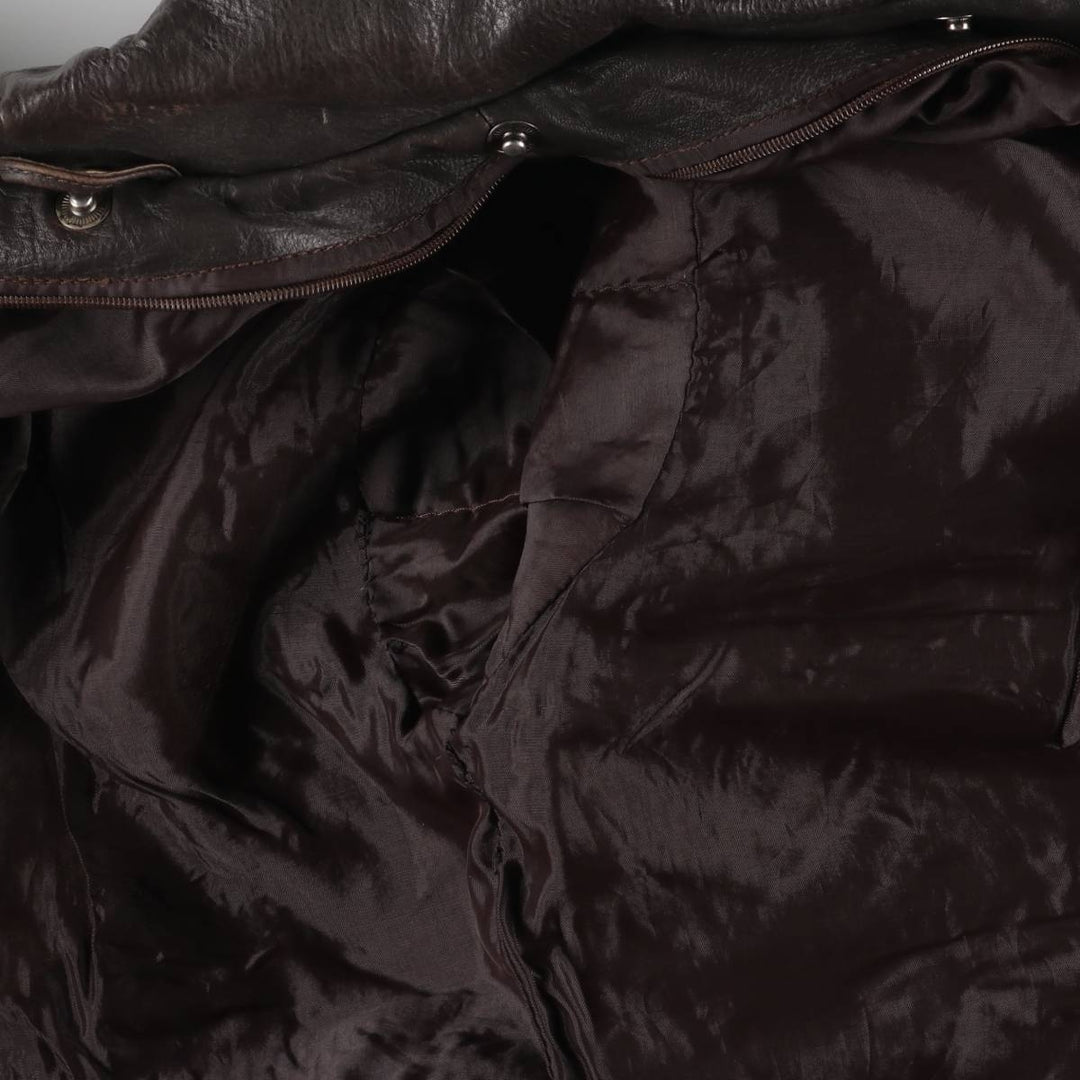 A-2 type padded leather flight jacket, men's size XL Genuine Leather Cowhide brown type Vintage Second Hand