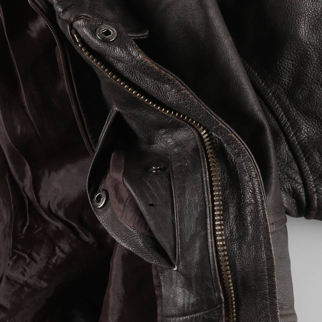 A-2 type padded leather flight jacket, men's size XL Genuine Leather Cowhide brown type Vintage Second Hand