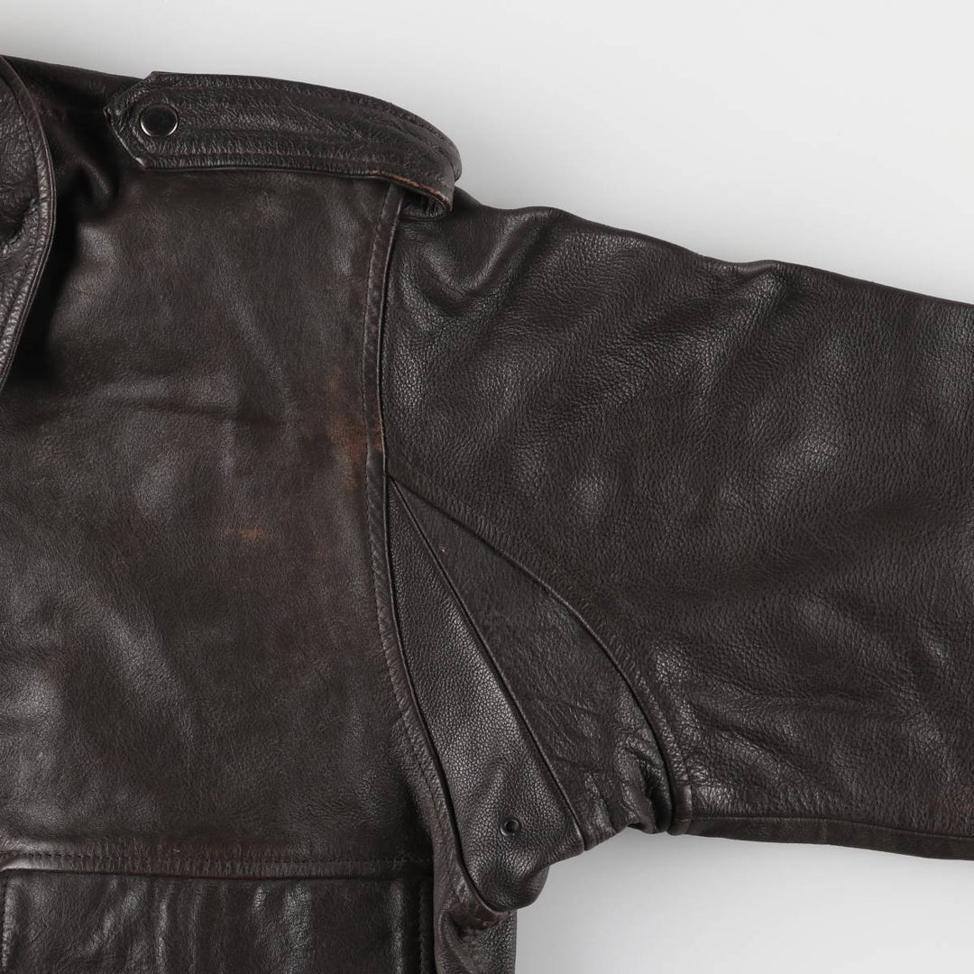 A-2 type padded leather flight jacket, men's size XL Genuine Leather Cowhide brown type Vintage Second Hand