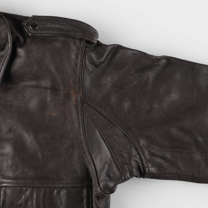 A-2 type padded leather flight jacket, men's size XL Genuine Leather Cowhide brown type Vintage Second Hand