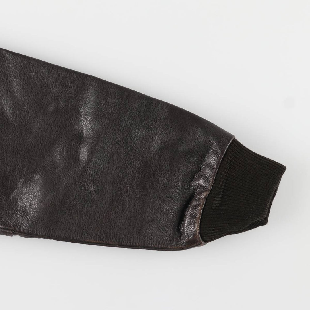 A-2 type padded leather flight jacket, men's size XL Genuine Leather Cowhide brown type Vintage Second Hand