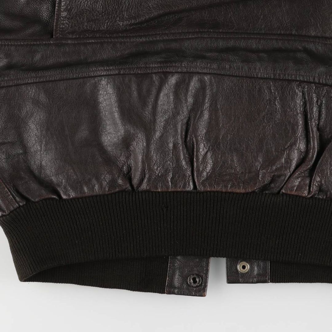 A-2 type padded leather flight jacket, men's size XL Genuine Leather Cowhide brown type Vintage Second Hand