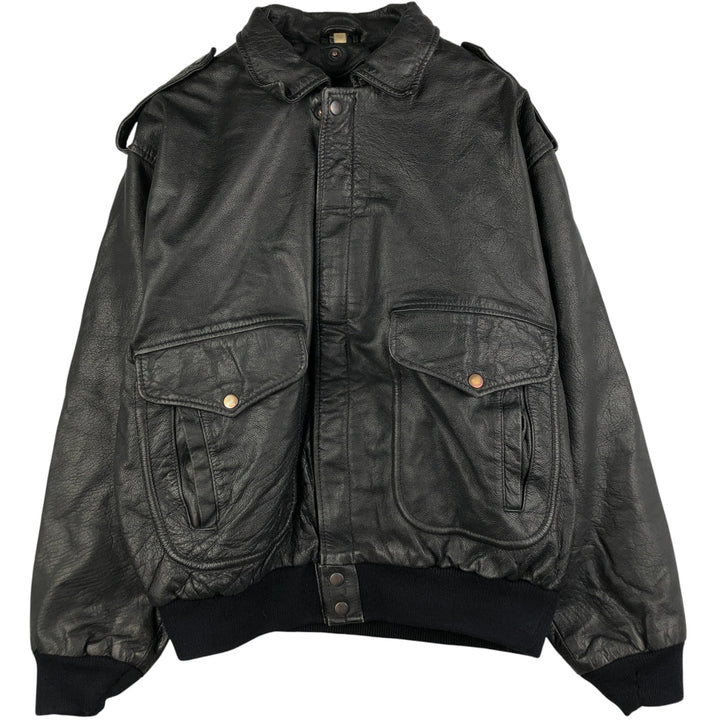 A-2 type leather flight jacket, men's XL size genuine leather black type Vintage Second Hand