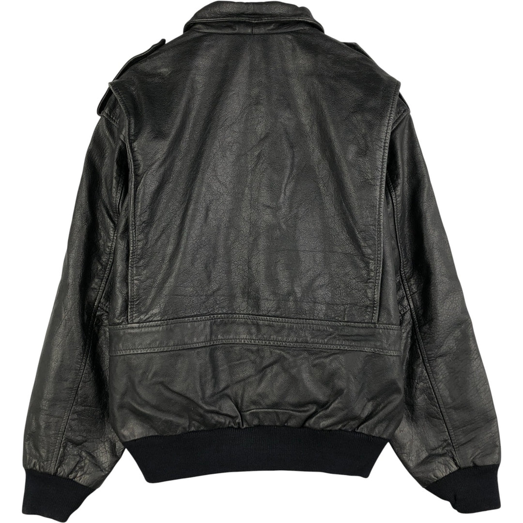 A-2 type leather flight jacket, men's XL size genuine leather black type Vintage Second Hand