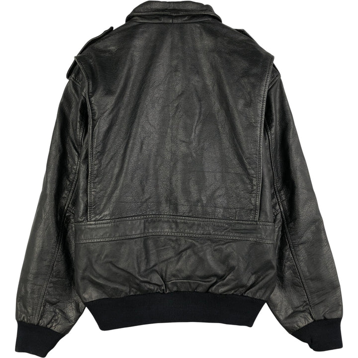A-2 type leather flight jacket, men's XL size genuine leather black type Vintage Second Hand