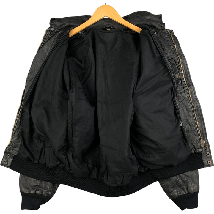 A-2 type leather flight jacket, men's XL size genuine leather black type Vintage Second Hand
