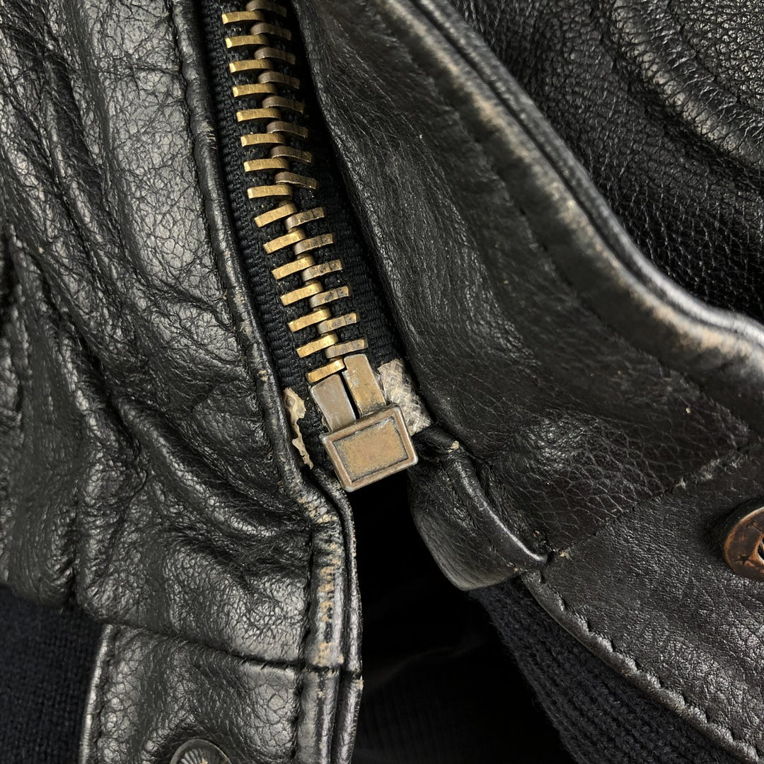 A-2 type leather flight jacket, men's XL size genuine leather black type Vintage Second Hand