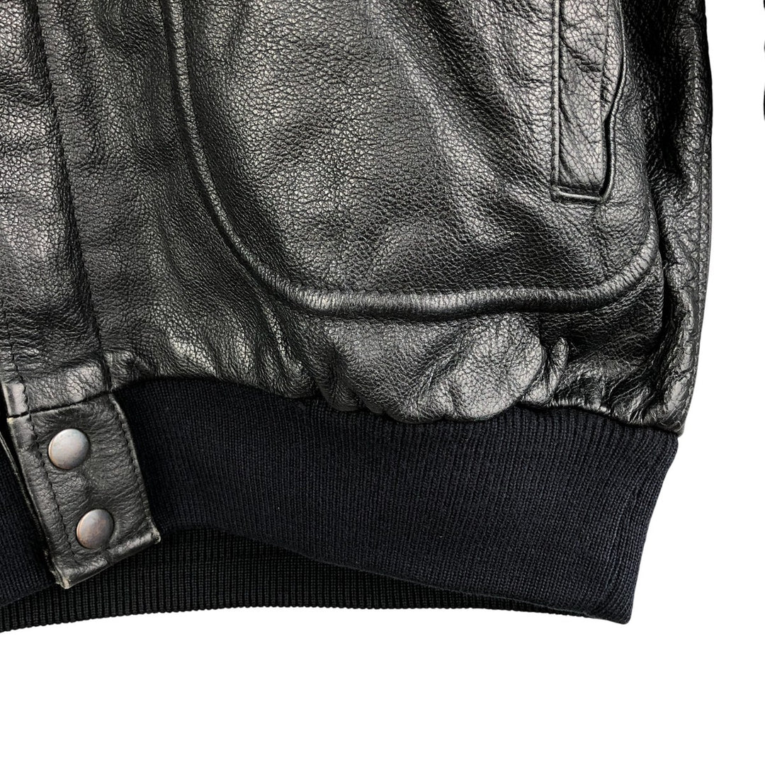 A-2 type leather flight jacket, men's XL size genuine leather black type Vintage Second Hand