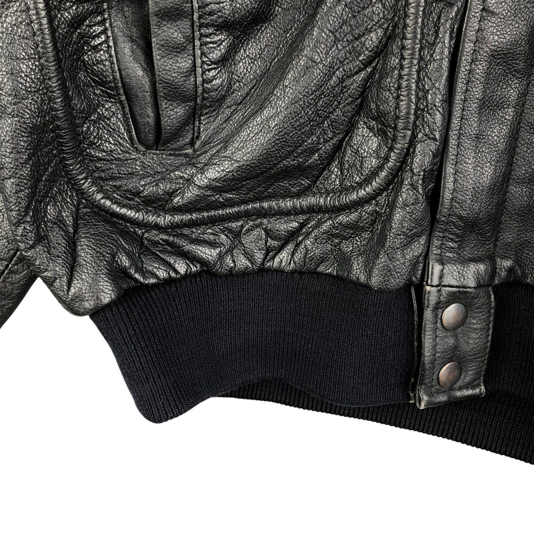 A-2 type leather flight jacket, men's XL size genuine leather black type Vintage Second Hand