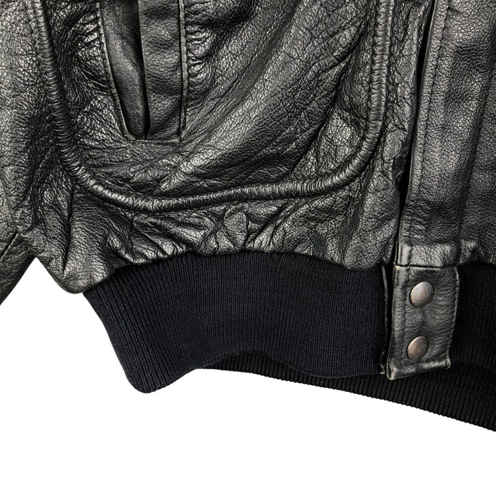 A-2 type leather flight jacket, men's XL size genuine leather black type Vintage Second Hand