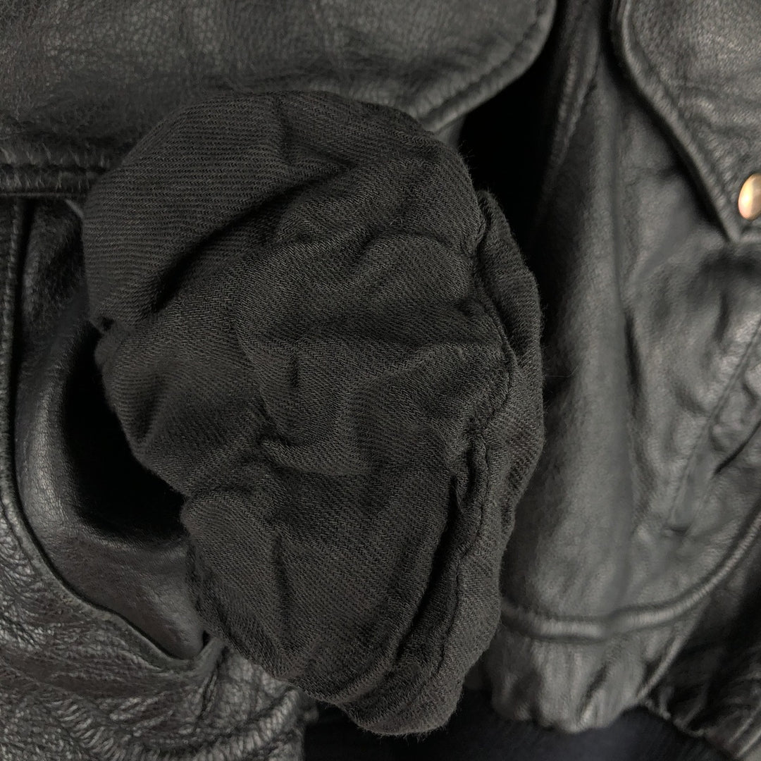 A-2 type leather flight jacket, men's XL size genuine leather black type Vintage Second Hand
