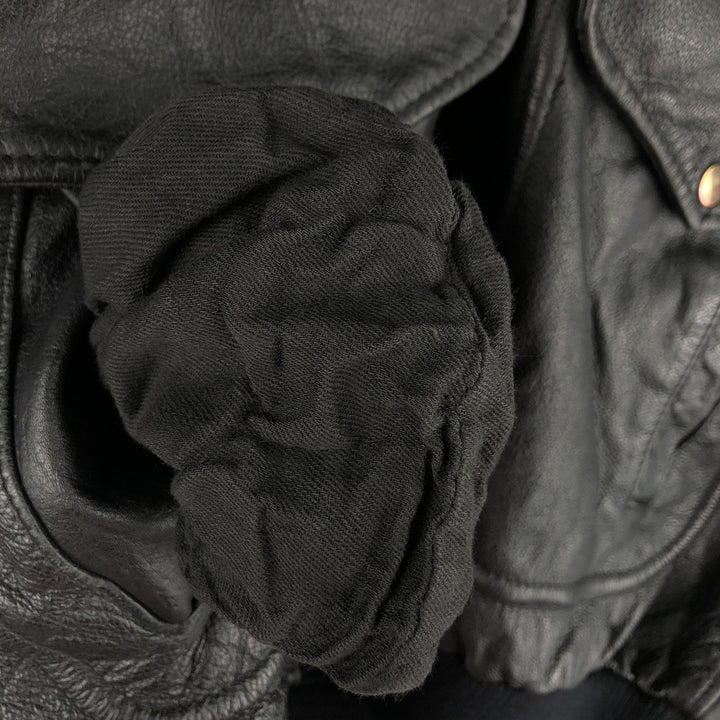 A-2 type leather flight jacket, men's XL size genuine leather black type Vintage Second Hand