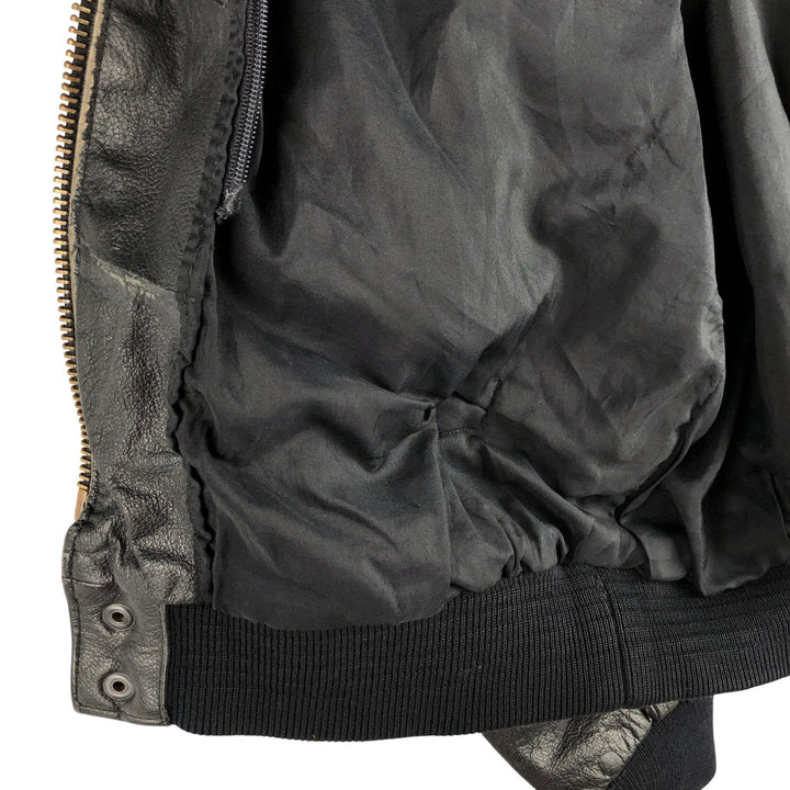 A-2 type leather flight jacket, men's XL size genuine leather black type Vintage Second Hand