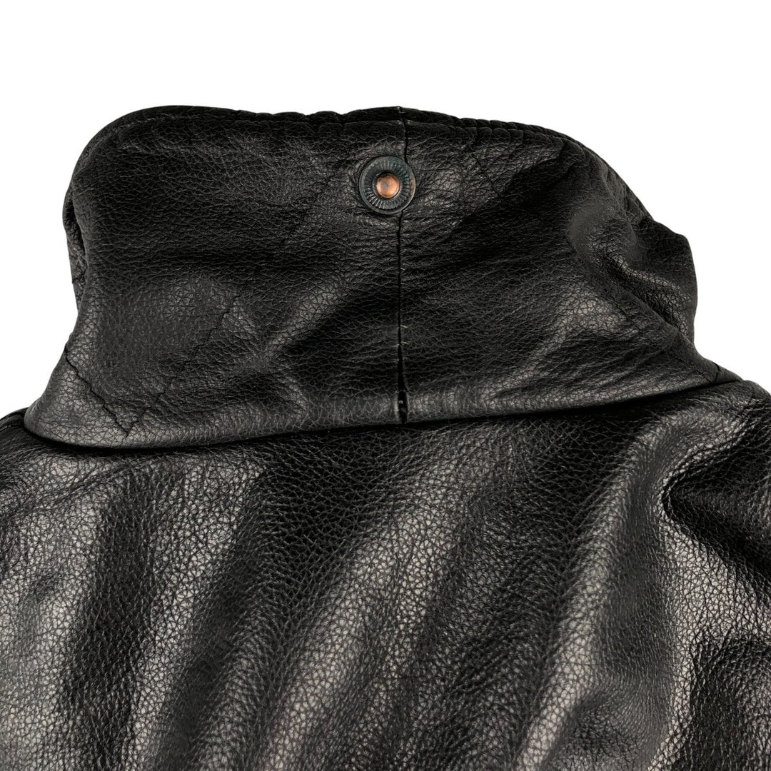 A-2 type leather flight jacket, men's XL size genuine leather black type Vintage Second Hand