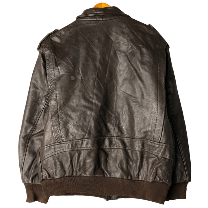 INDIANA CITY A-2 Leather Flight Jacket, Made in France, Men's XL genuine leather brown type Vintage Second Hand
